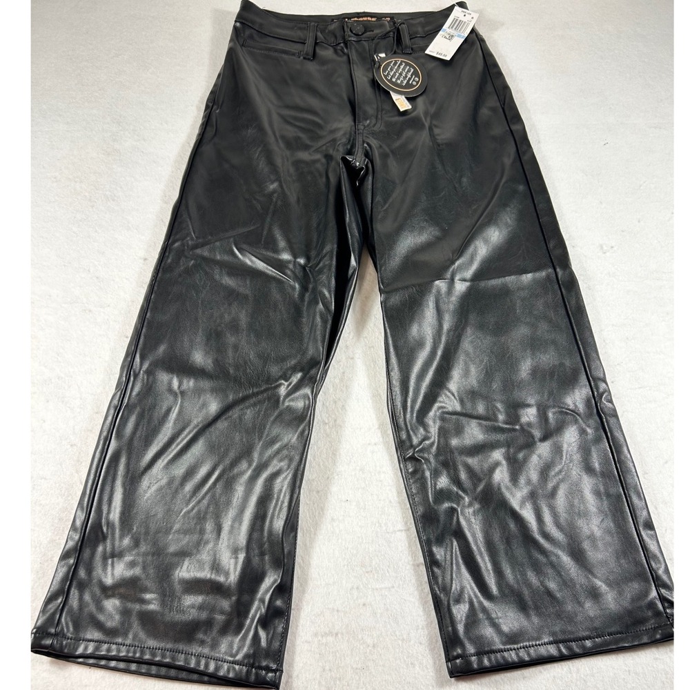 Dollhouse Amber Faux Leather Wide Leg Pants Women's 5/6 Black High Rise NWT